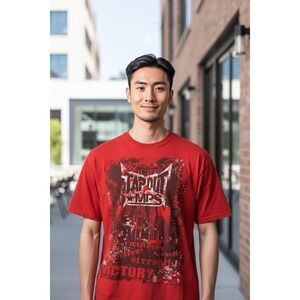 Vintage Tapout MPS T-Shirt‎ Men's Size Large Red Front All Over Print MMA Y2K